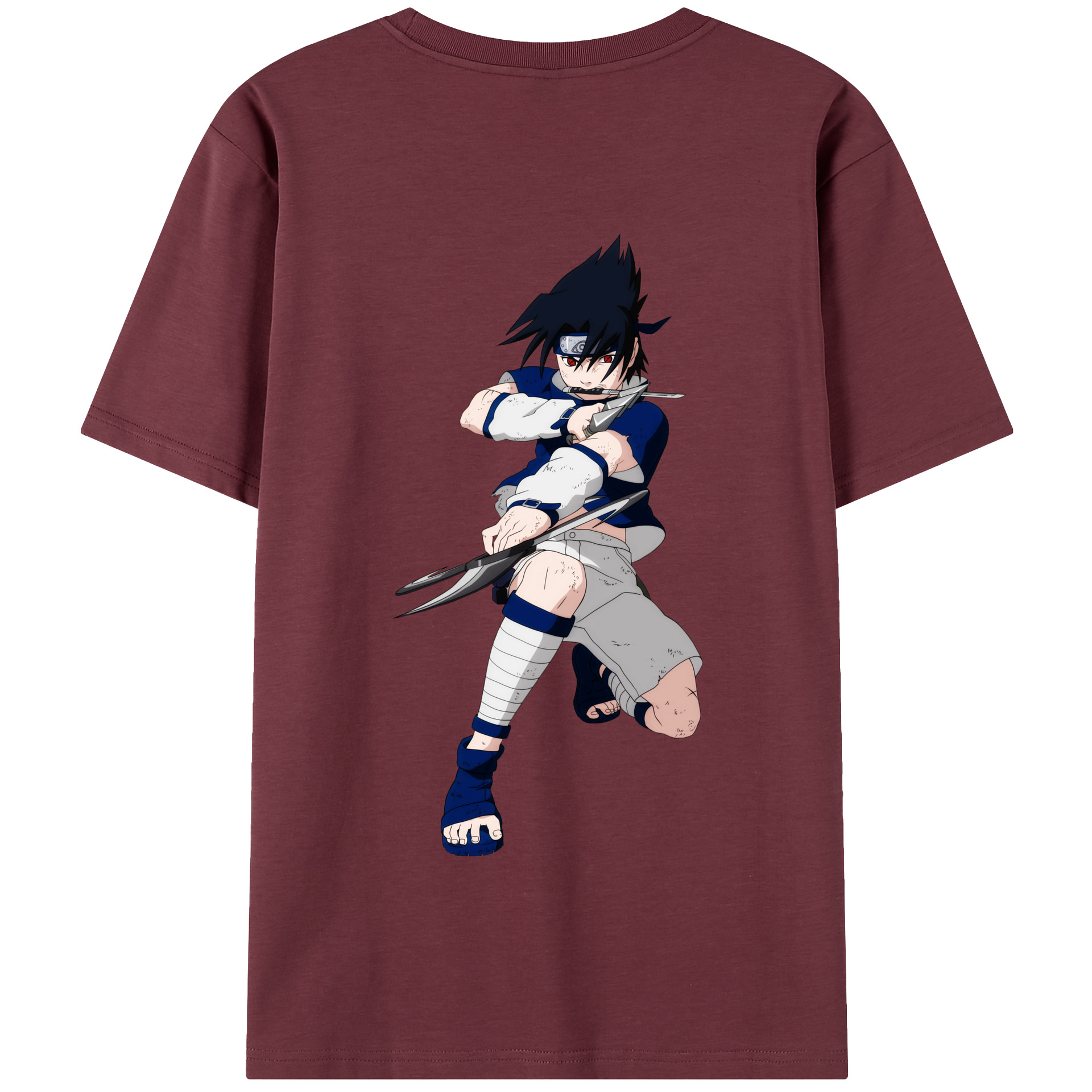 （画像用） NARUTO -ナルト- うちは サスケ Uchiha Sasuke 綿100％半袖Tシャツ（背面プリント）